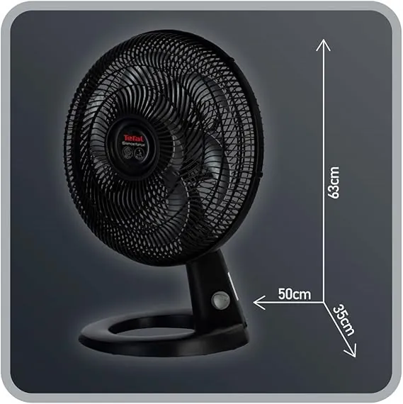 Tefal, Silence Force Desk Fan, 16 Inch, 3 Speeds, Black, VG4110EE