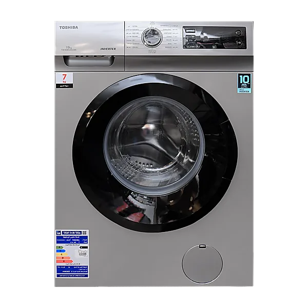 TOSHIBA Washing machine TW BJ80S2EG(SK) Front Loading, THEGREATWAVES, REAL INVERTER, WATER SHIELD FILTER, DRUM CLEAN, QUICK WASH, Full Automatic, 7KG, Silver
