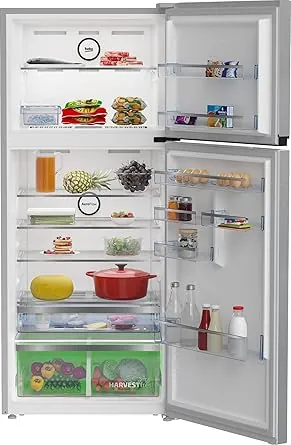 Beko NeoFrost Top Freezer Refrigerator   406 Liters   ProSmart Inverter Motor   Harvest Fresh Technology   Dairy Compartment   Digital Touch Control Tact Display   RDNE455M20XBIDS