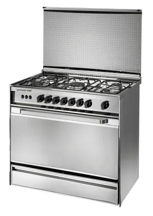 Universal Gas Range 5 Burners 90cm Stainless Steel Fan