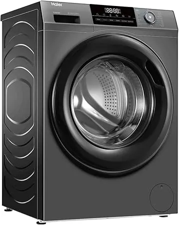 Haier 8 KG Front Loading Washing Machine, 525 mm Super Drum, BLDC Inverter Motor, Laser Welding, Steam, Silver, HW80 BP14929AS6