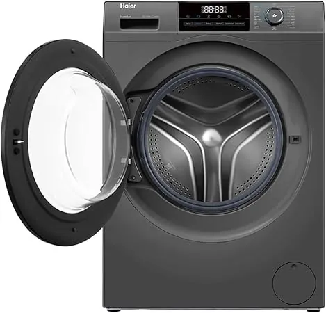 Haier 8 KG Front Loading Washing Machine, 525 mm Super Drum, BLDC Inverter Motor, Laser Welding, Steam, Silver, HW80 BP14929AS6