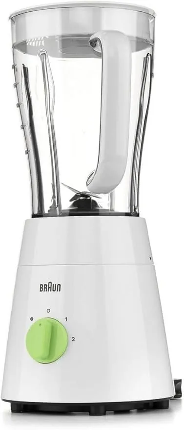 Braun JB0115WH Blender 2 in 1, 500W, 1.75L, 2 Speeds, Pulse Function, 4 Blades System, White Green